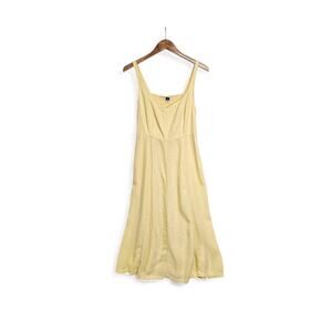 Old Navy Yellow Linen Blend Sleeveless Pintuck Fit N Flare Midi Dress Medium NWT